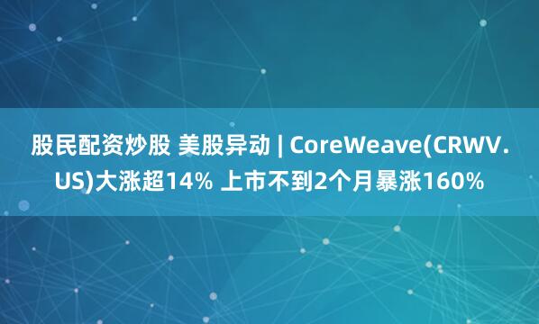 股民配资炒股 美股异动 | CoreWeave(CRWV.US)大涨超14% 上市不到2个月暴涨160%
