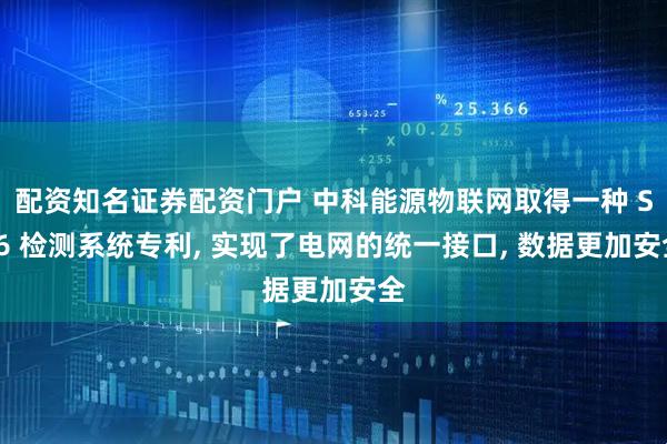 配资知名证券配资门户 中科能源物联网取得一种 SF6 检测系统专利, 实现了电网的统一接口, 数据更加安全